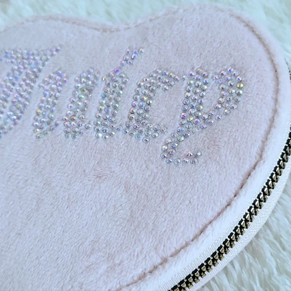 Juicy🍊 Couture Pink Clay Velour Heart🩷 Zip Around Coin Purse - NWT - Picture 11 of 16